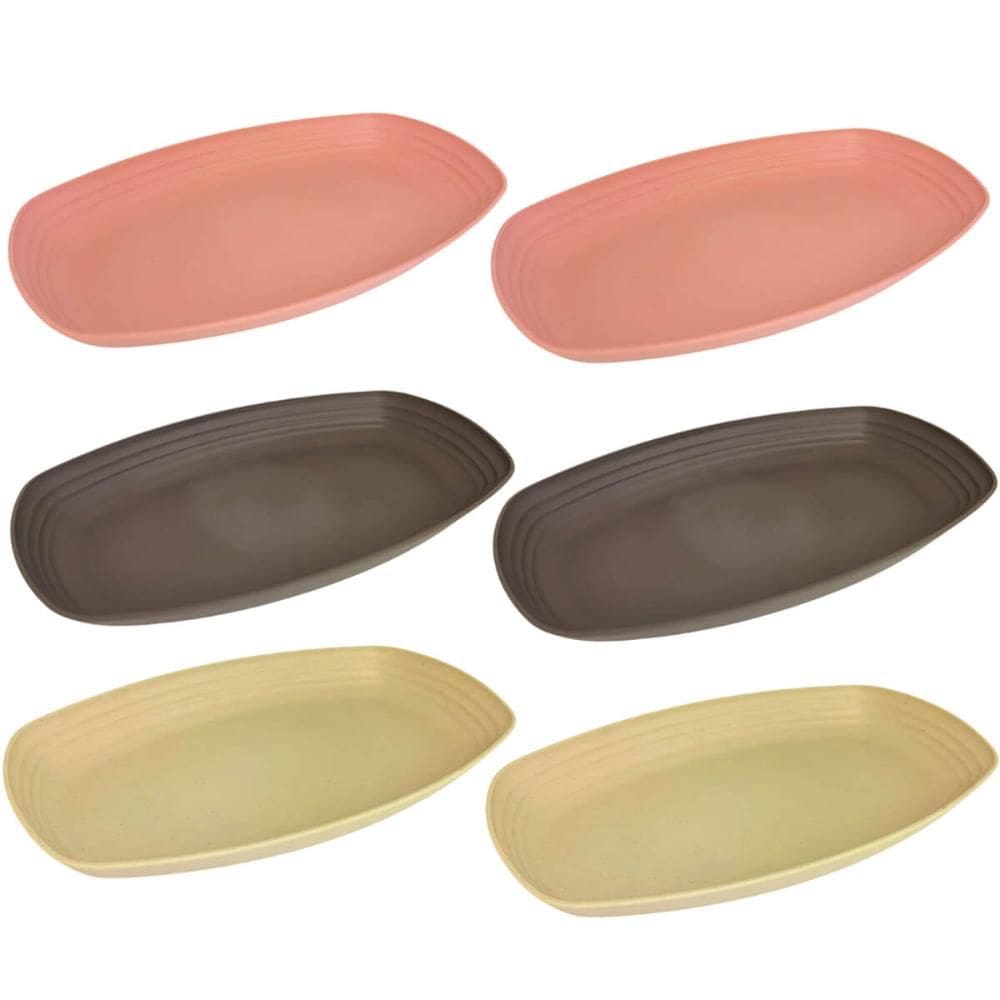 6 Petisqueiras Bambu Plástico Lines Lyor diversas 29x18cm Retangular Travessas Frios