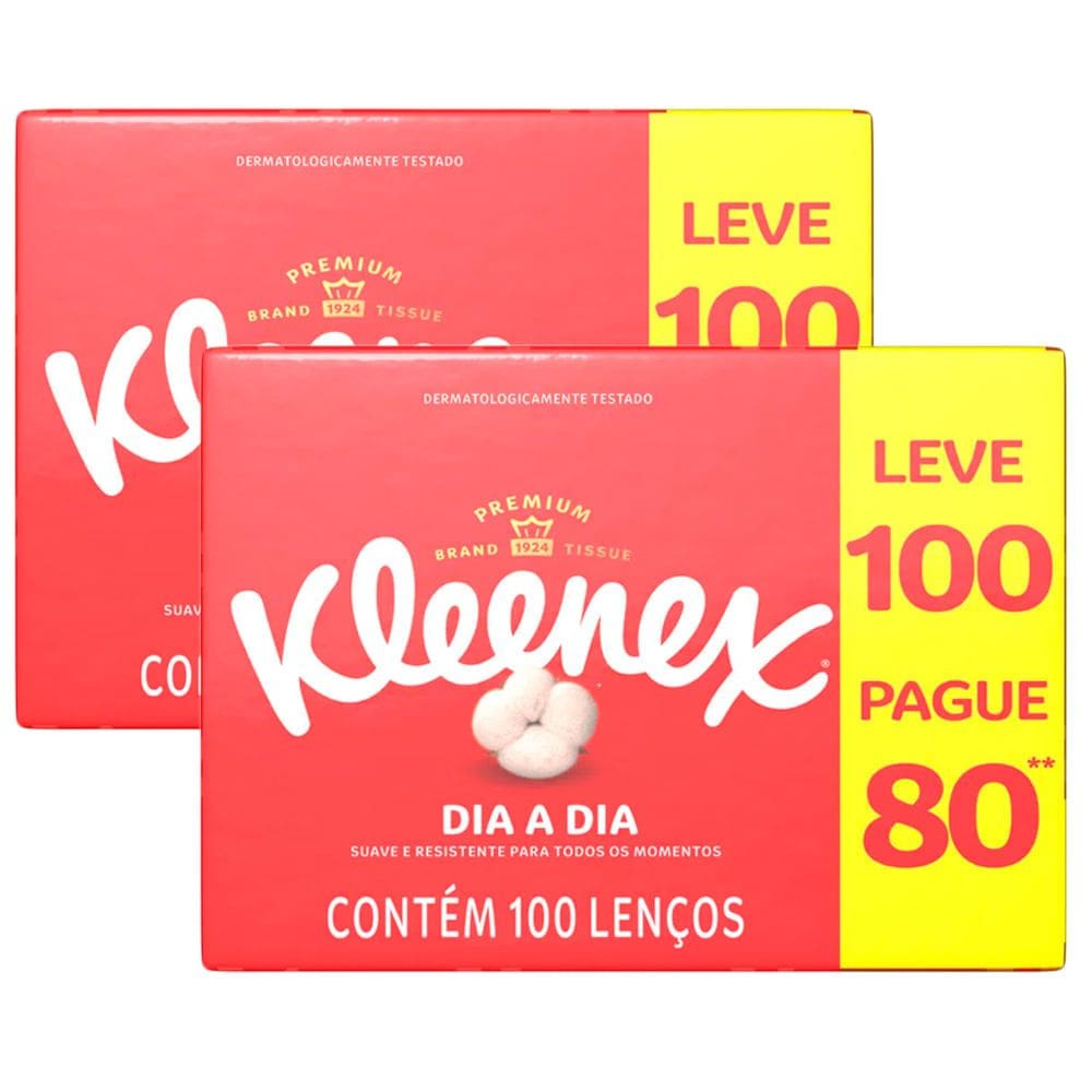 Lenço de Papel Kleenex Leve 100 Pague 80 | Kit com duas unidades