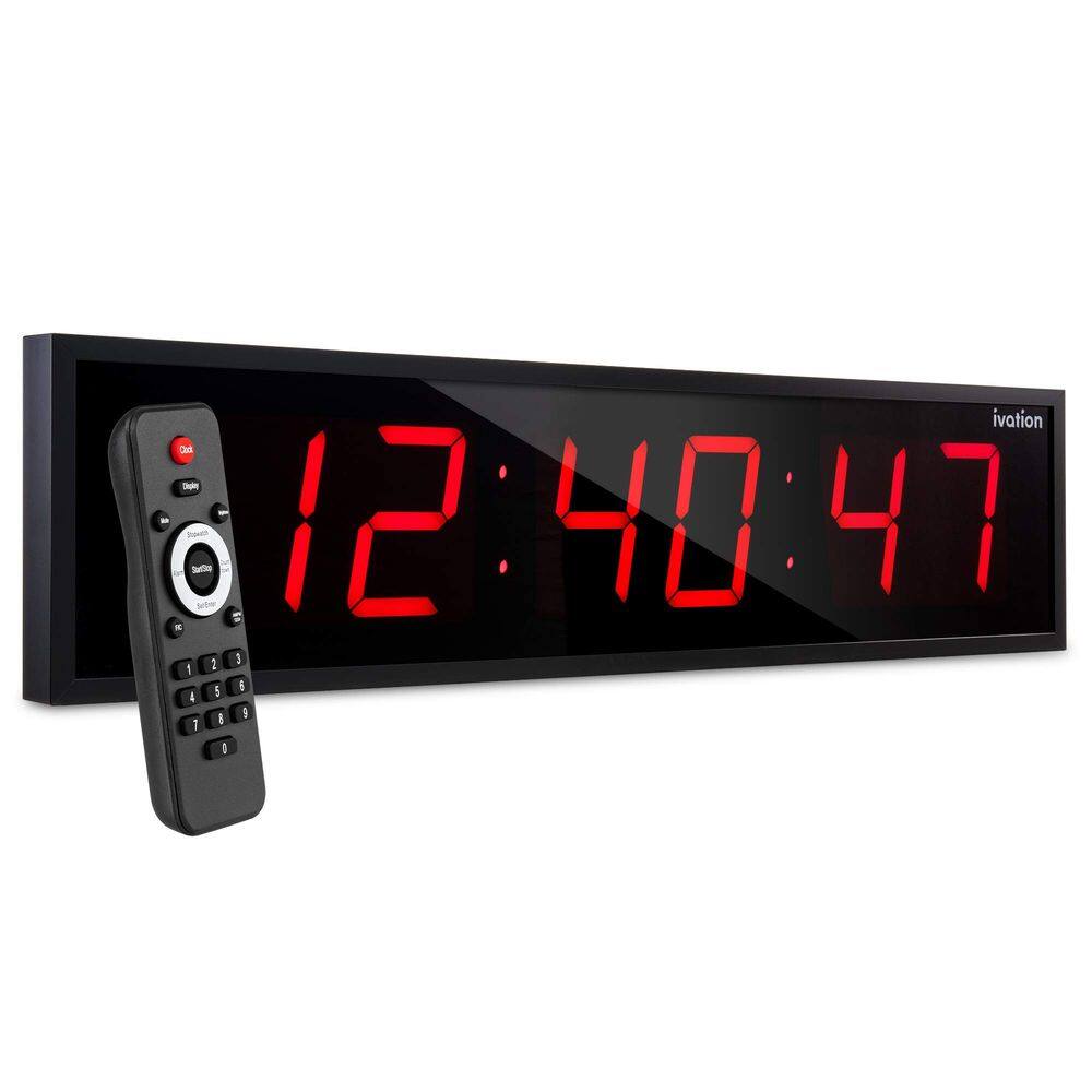 Relógio LED Ivation Huge de 91 cm com cronômetro, alarmes e temporizador vermelho
