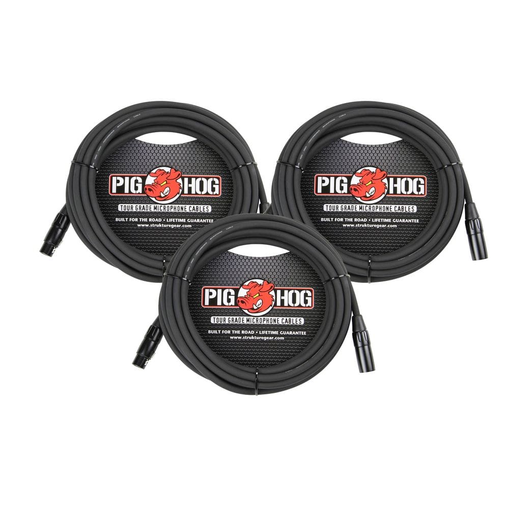 Cabo de microfone Pig Hog PHM25 de alto desempenho 8 mm XLR 25 pés