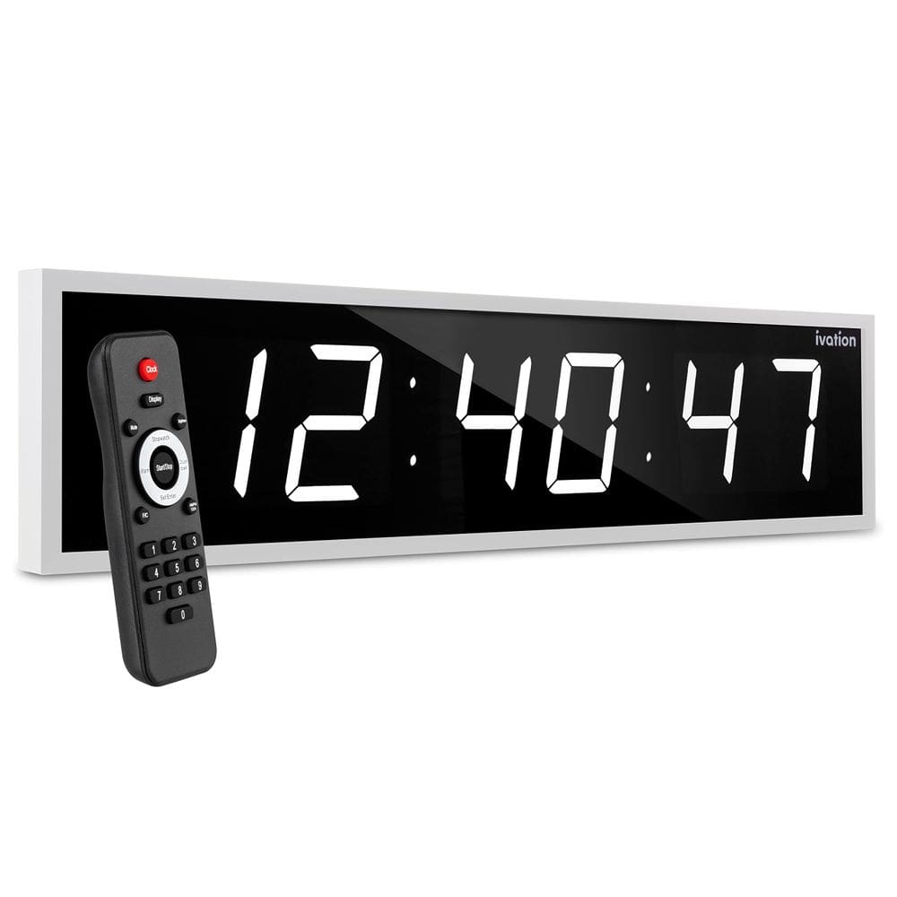 Relógio LED Ivation Huge de 91 cm com cronômetro, alarmes e temporizador branco