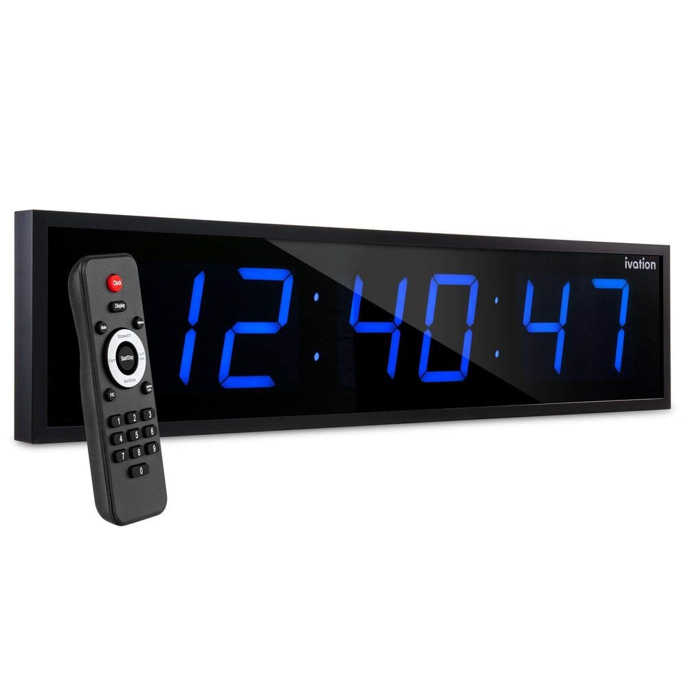 Relógio LED Ivation Huge de 60 cm com cronômetro e alarmes azuis