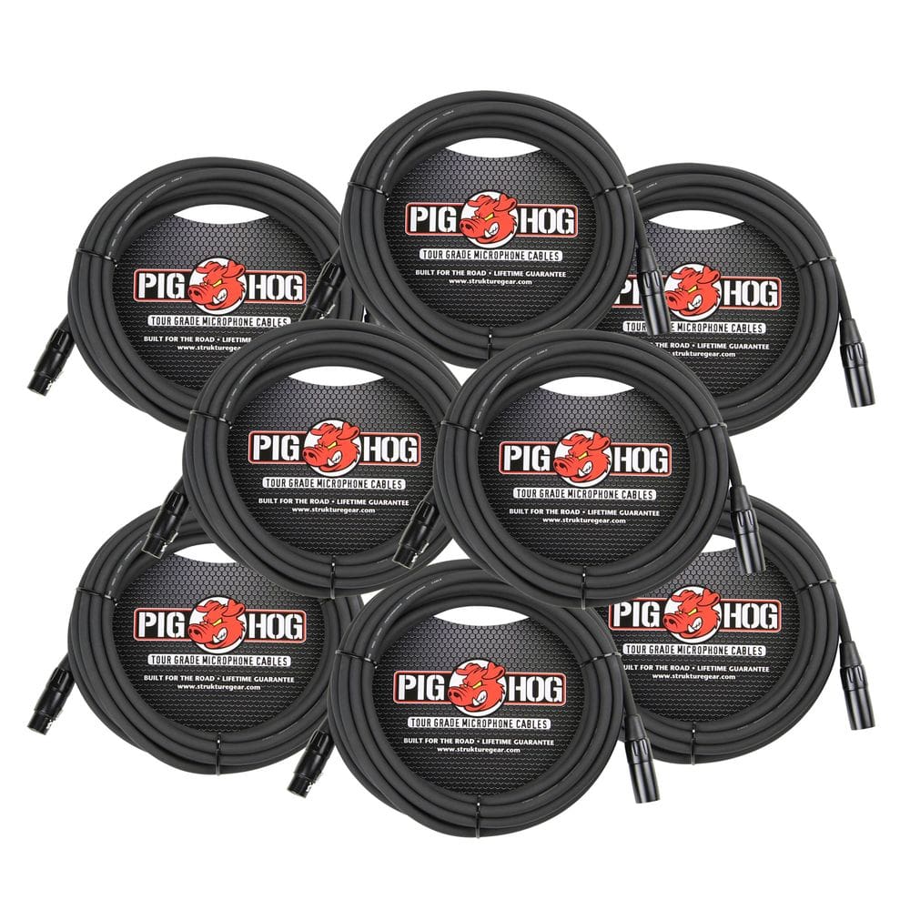 Cabo de microfone Pig Hog PHM25 de alto desempenho 8 mm XLR 25 pés