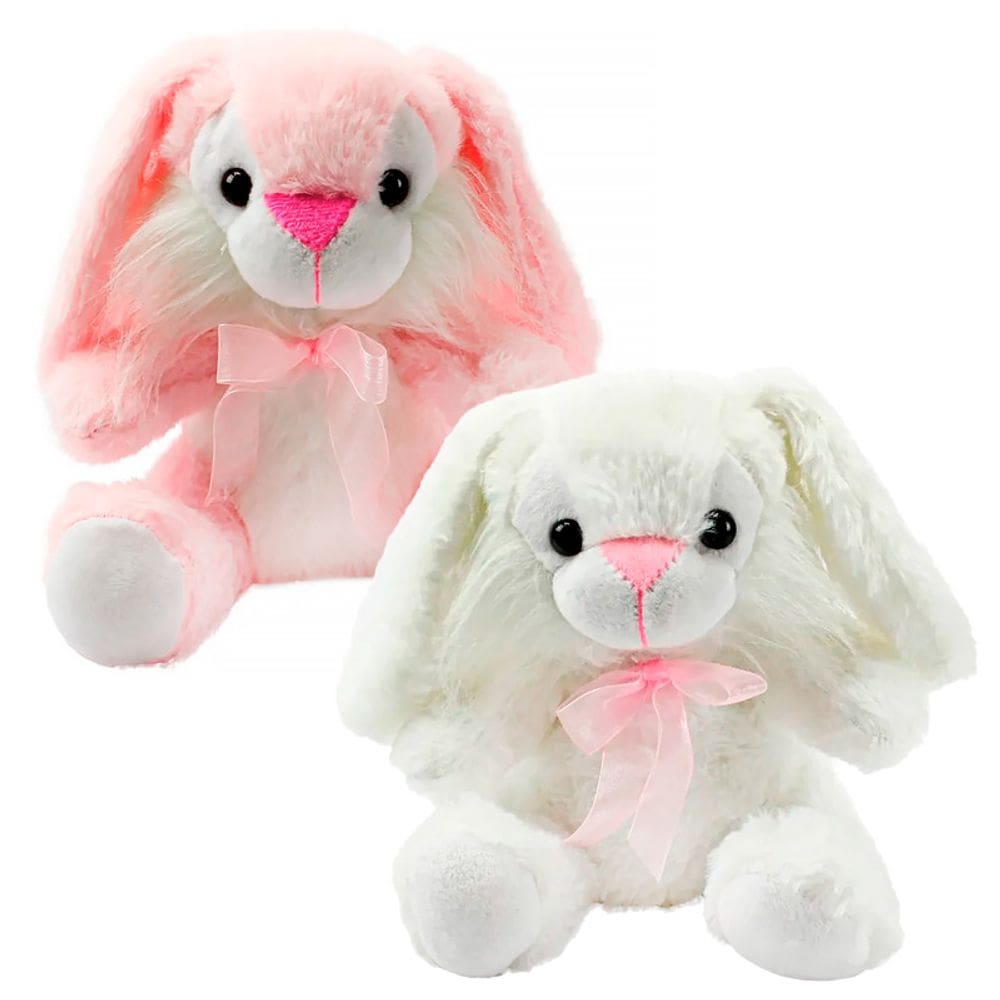 Pelúcia de Coelho com Lacinho Orelhudo Cor diversa Rosa ou Branco R3283 - BBR Toys