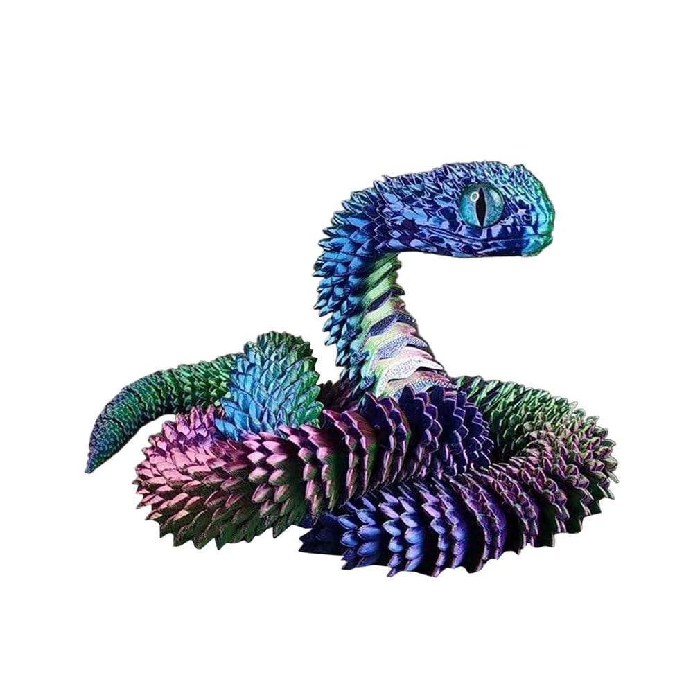 Conjunto de brinquedos de animais impressos em 3D Snake Articulated Flexible Blue