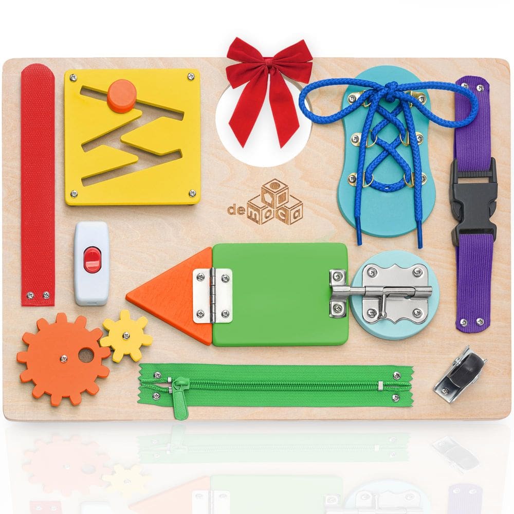 Montessori Busy Board DemoCa para crianças pequenas com 10 atividades