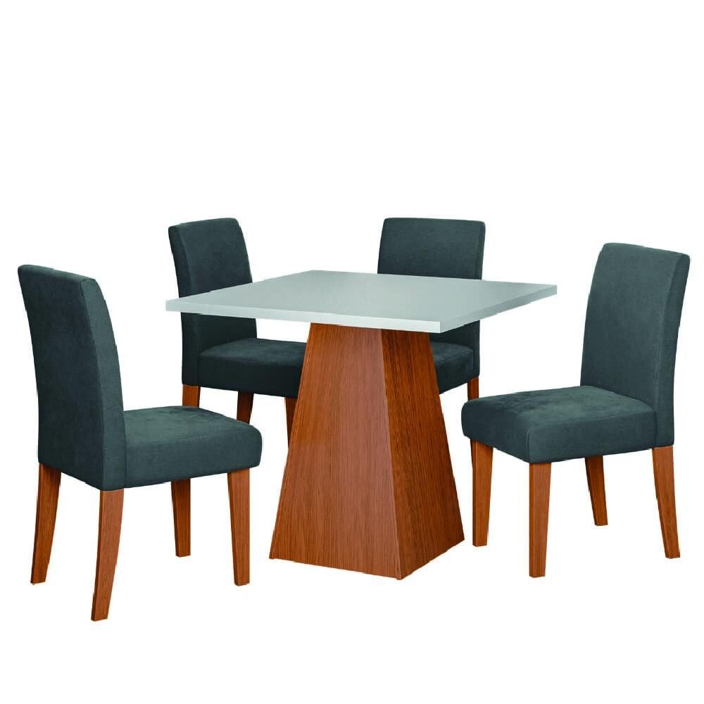 Conjunto Sala de Jantar Mesa Trento Quadrada 4 Cadeiras Trieste Dobuê