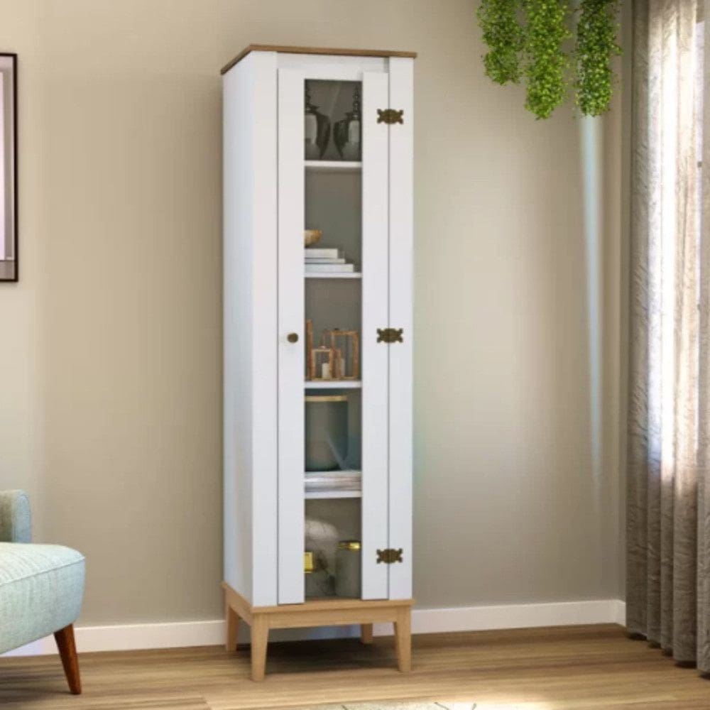 Cristaleira com Vidro 1 Porta Colonial MB 1017 Movelbento