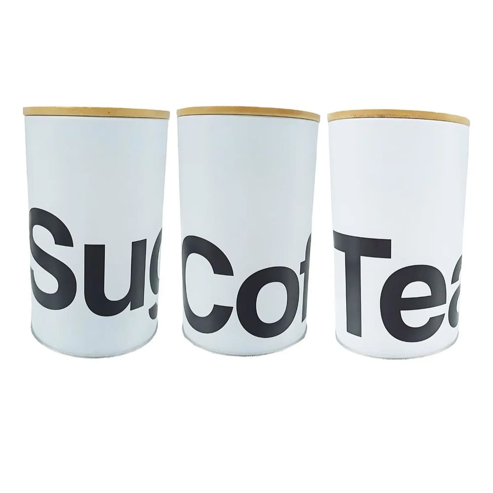 Kit 3 Potes Herméticos Com Tampa de Bambu Porta Mantimentos