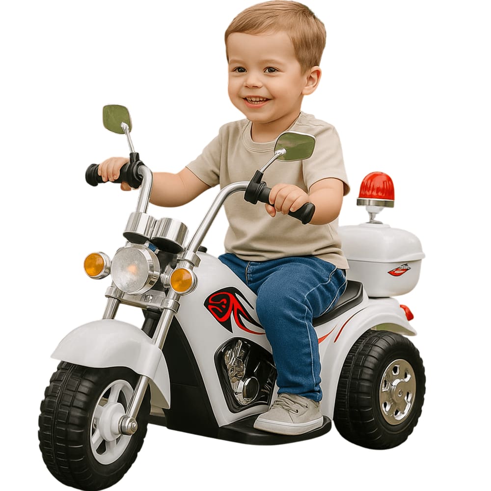 Moto Elétrica Bang ToysInfantil Chopper Guardian X Branca 6V