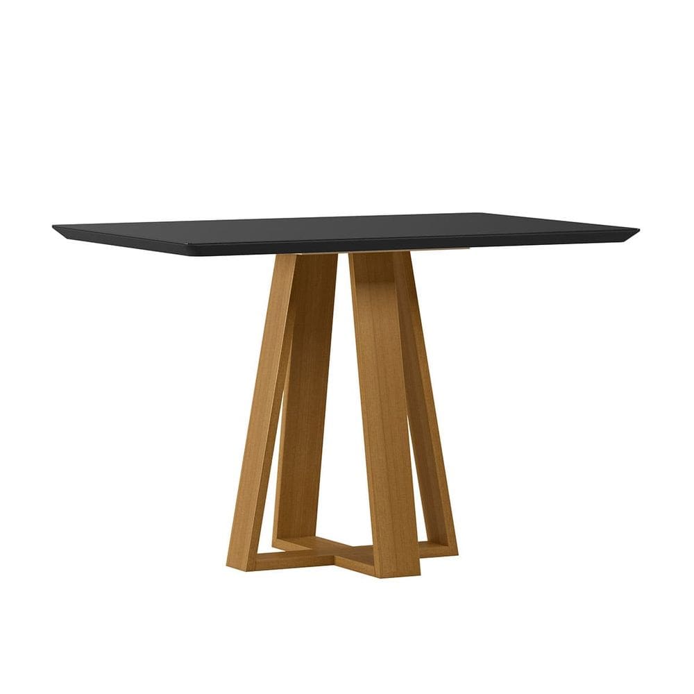 Mesa Jantar Retangular 120 x 90 Com Vidro 3mm Bella Sem Cadeiras Ype - Preto - ÉdeCasaMóveis