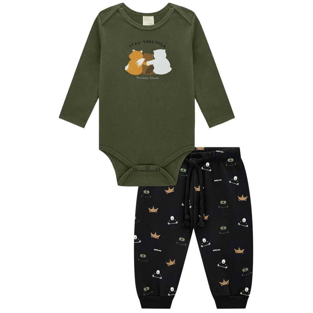 Conjunto Infantil De Body e Calça Inverno Lucboo Menino