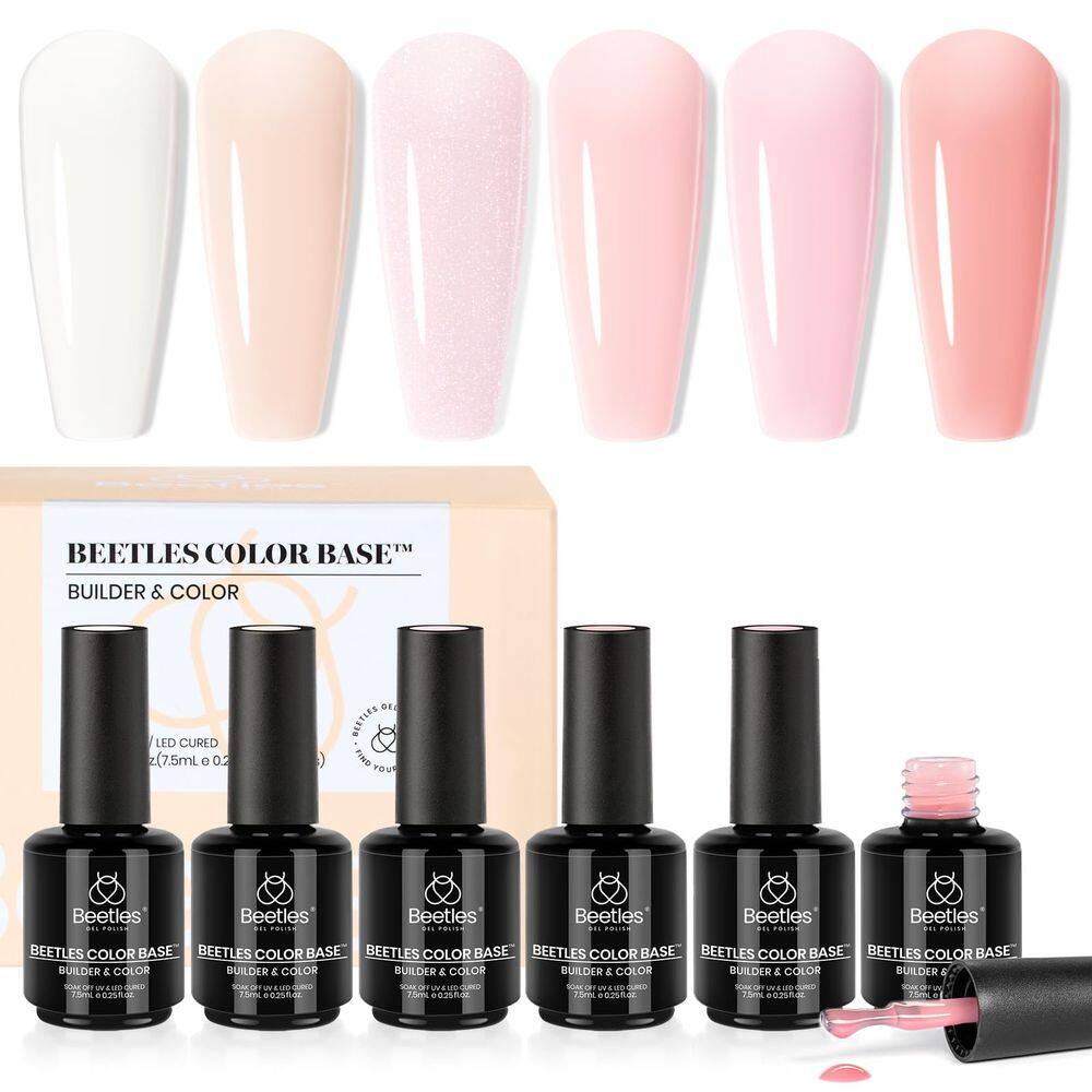 Conjunto de esmaltes de gel Beetles Color Base 6 cores rosa nude