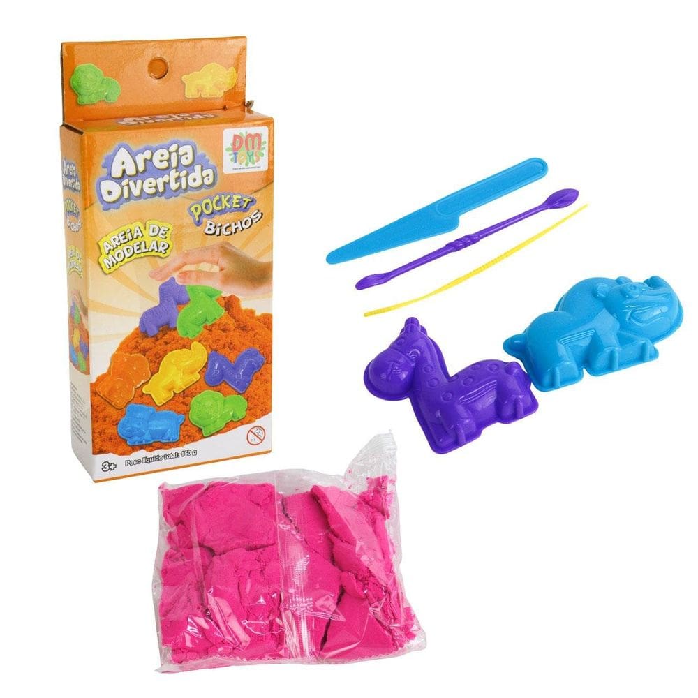 Areia Mágica 150g com 2 Moldes Bichos - Tudo em Caixa