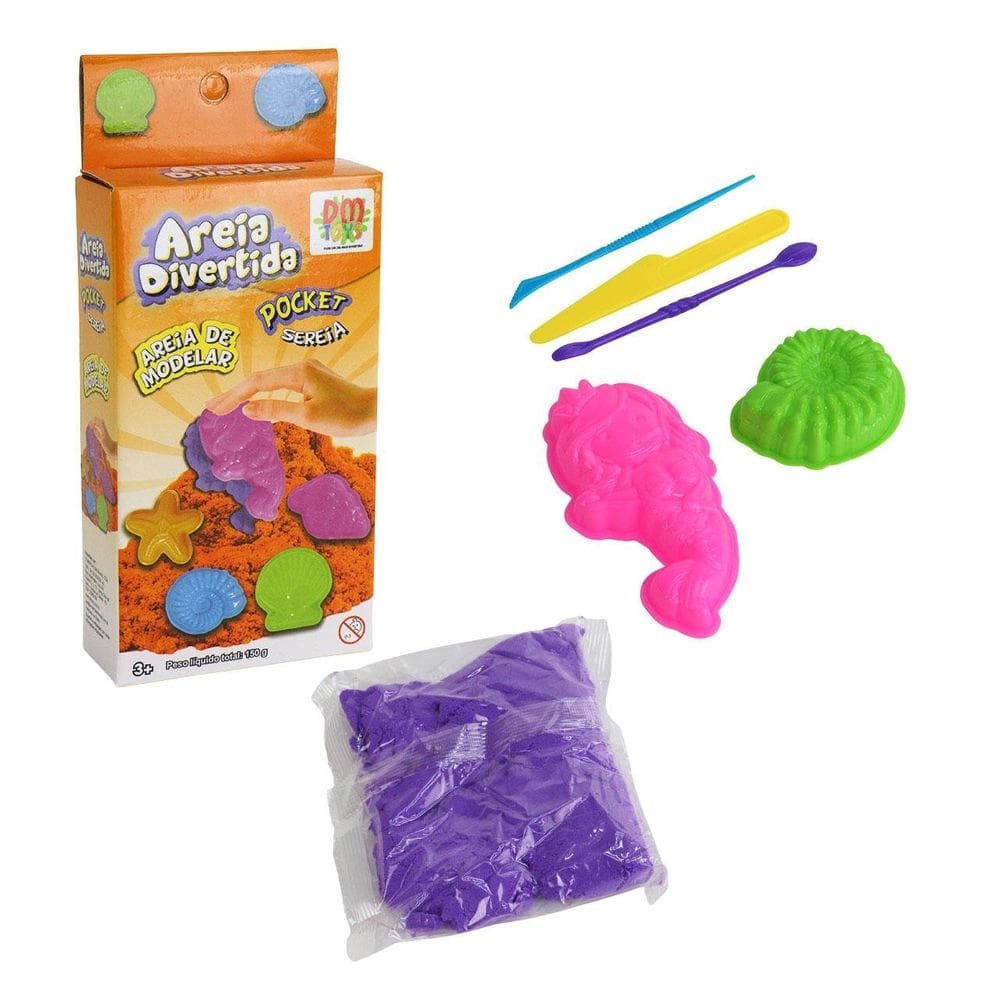 Areia Mágica 150g com 2 Moldes Sereia - Tudo em Caixa