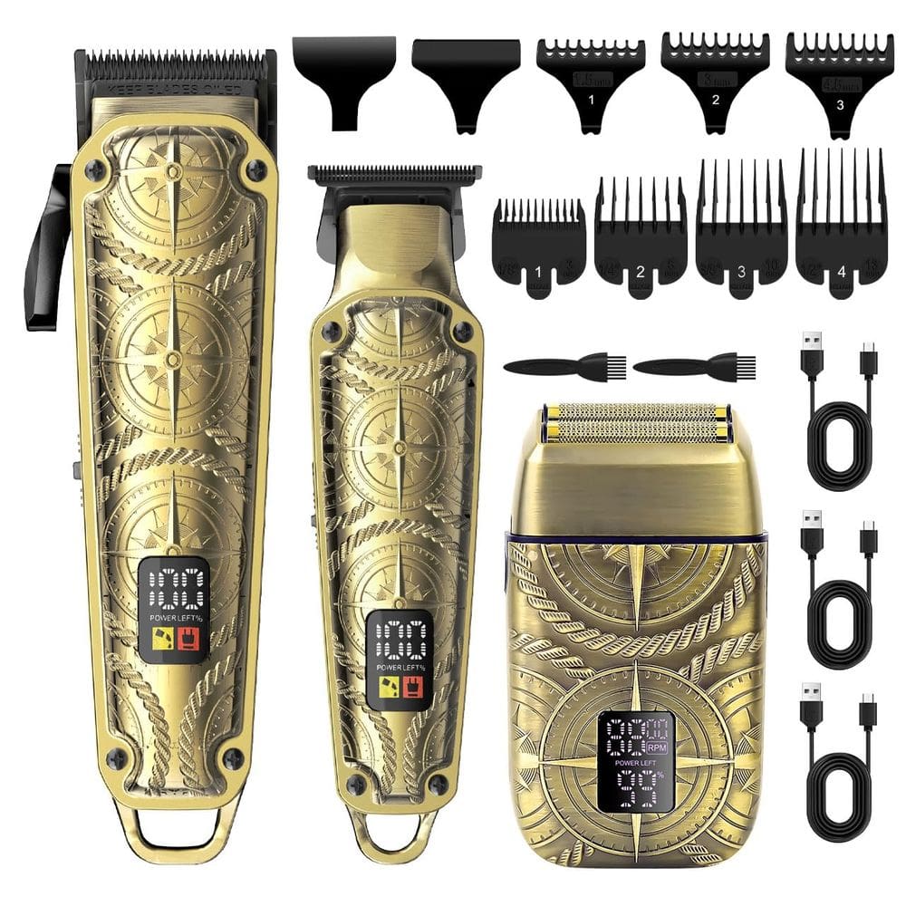 Aparador de cabelo Hatteker Professional 3 em 1 com display LCD