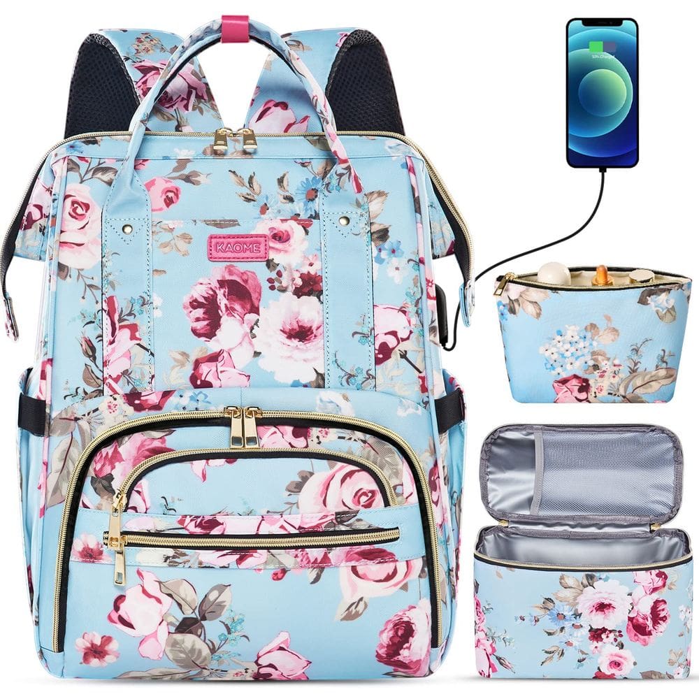 Mochila de almoço Kaome para laptop de 15,6" para mulheres com porta USB