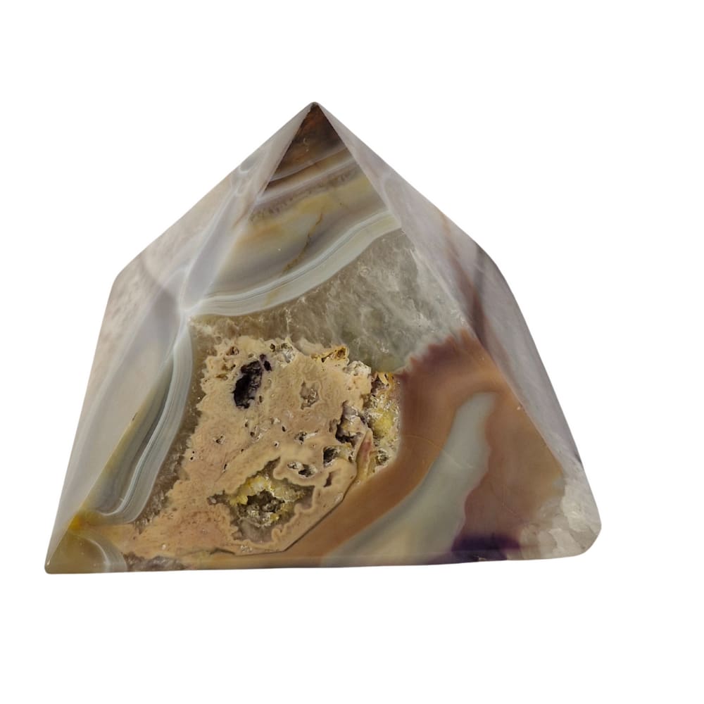 Pirâmide de Pedra Ágata Marrom Decoração