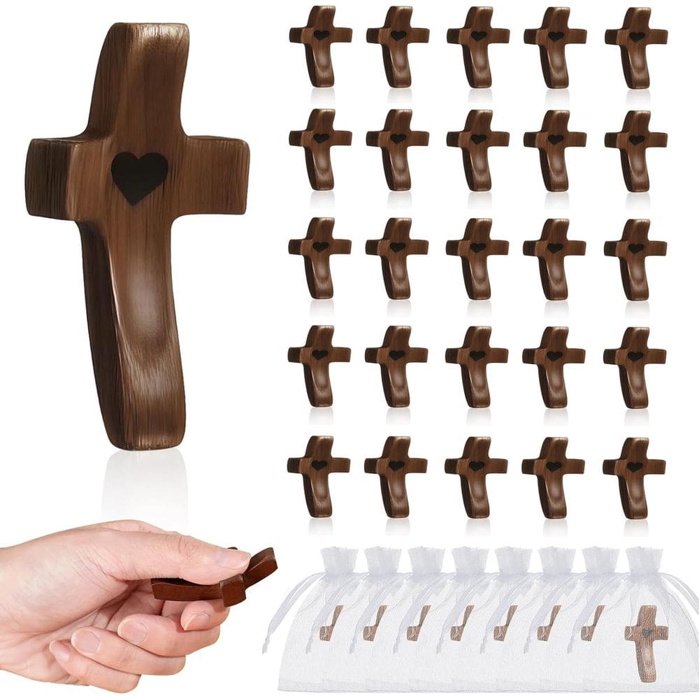 Fidget Toy Brevynx Wooden Cross My Heart com bolsa de organza x25