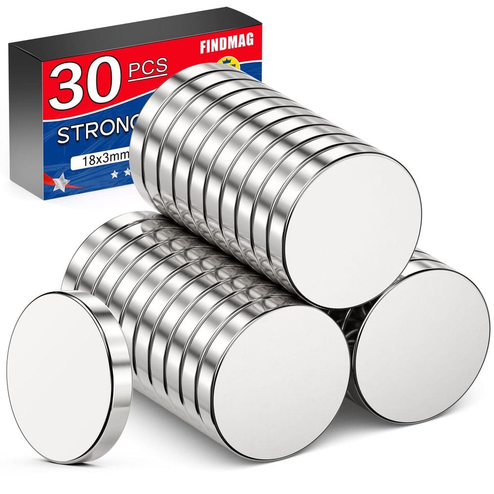 Ímãs de geladeira FINDMAG, pacote com 30 unidades, neodímio, terras raras, 18 x 3 mm