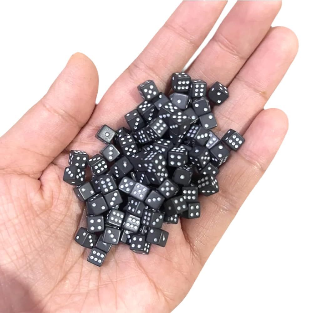 Conjunto de dados Mini 5mm D6 Solid Black 100 unidades para jogo de tabuleiro