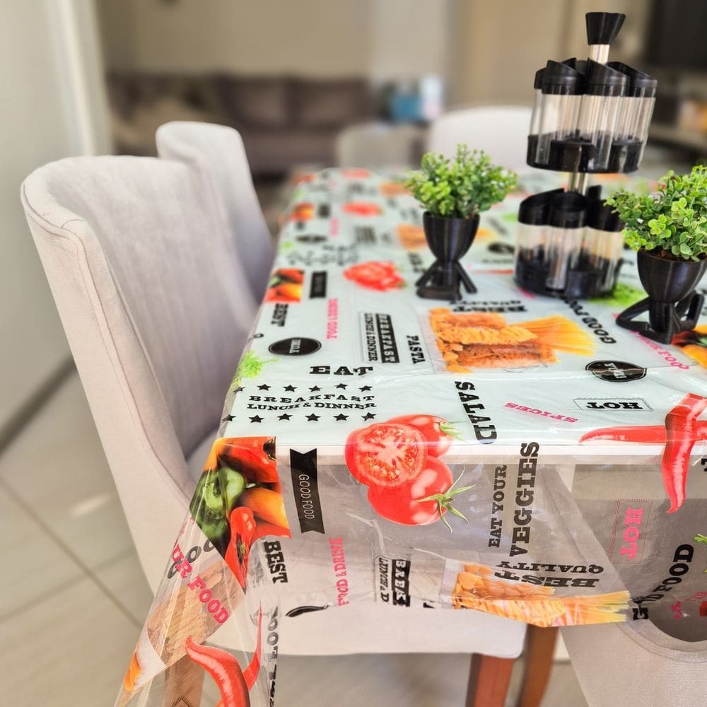 Toalha de Mesa Estampada 4,0x1,4m Protetora Transparente 08