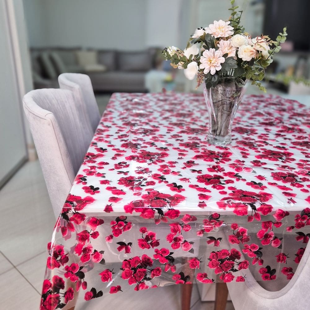 Toalha de Mesa Estampada 4,0x1,4m Protetora Transparente 04