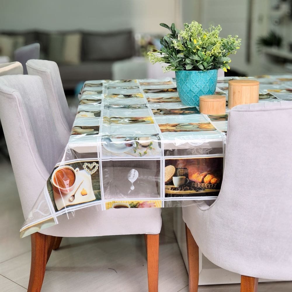 Toalha de Mesa Estampada 4,0x1,4m Protetora Transparente 01