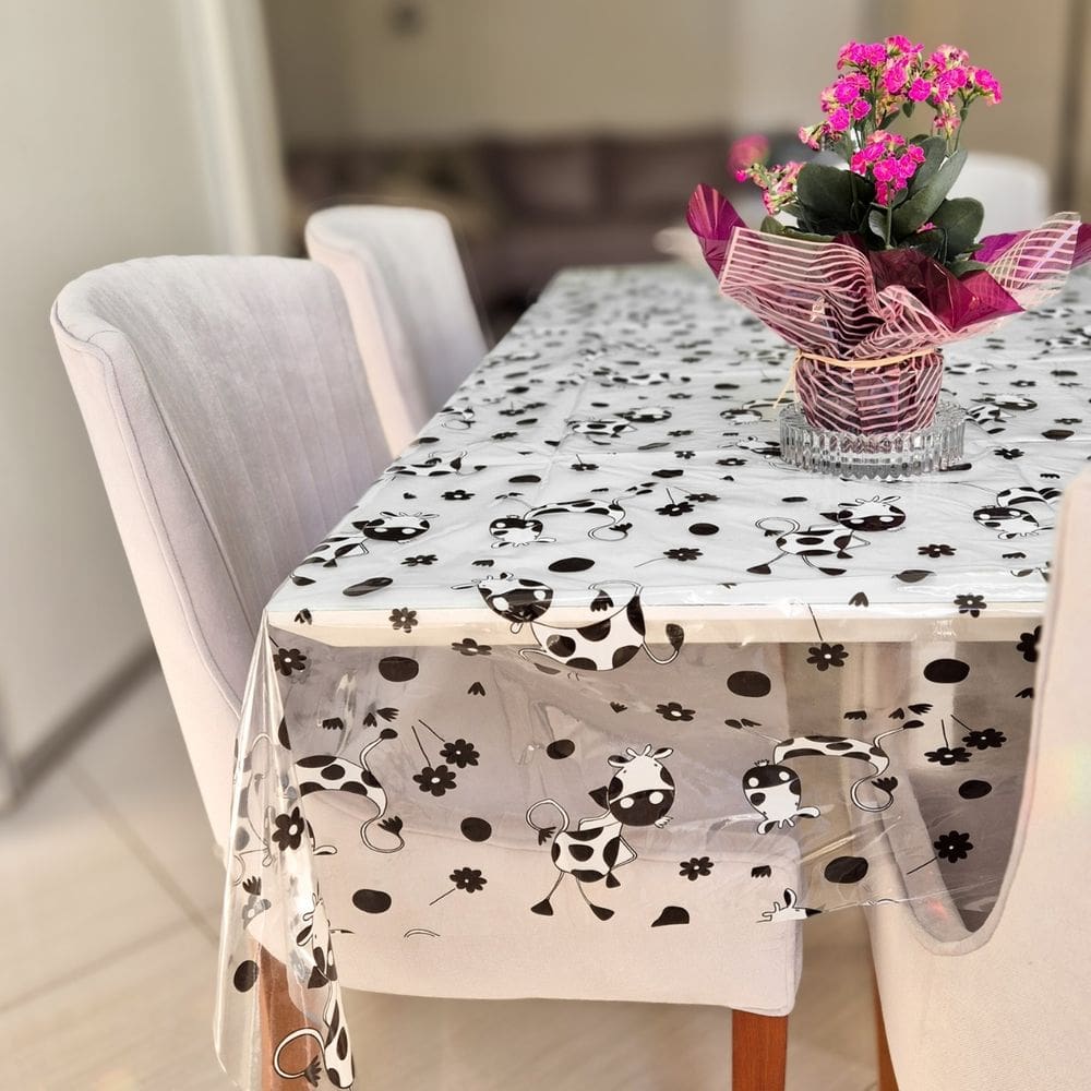 Toalha de Mesa Estampada 4,0x1,4m Protetora Transparente 13