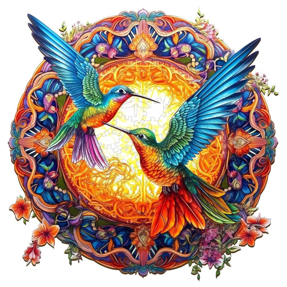 Quebra-cabeça de madeira Pijesaksa Hummingbird Mandala 200 peças