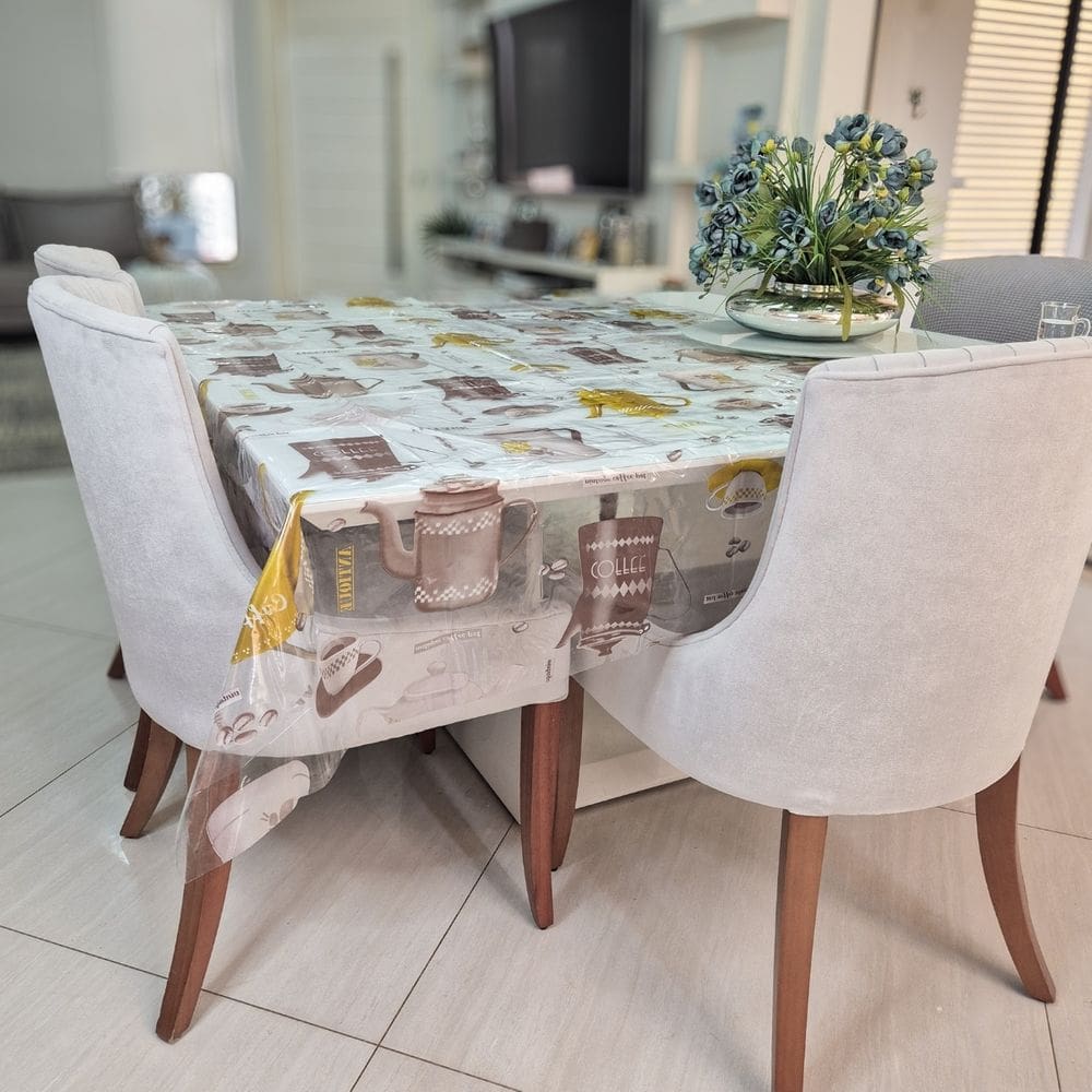 Toalha de Mesa Estampada 4,0x1,4m Protetora Transparente 10