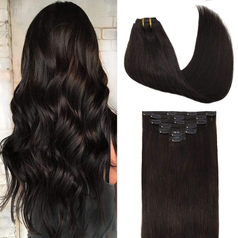Extensões de cabelo GOO GOO Real Human Hair 18 cm 120 g 7 unidades marrom escuro