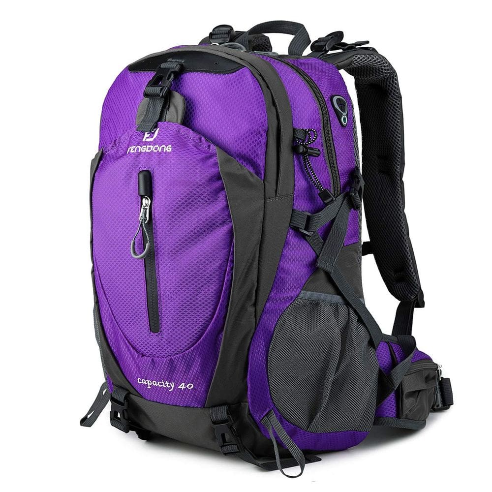 Mochila FENGDONG impermeável leve 40L para caminhadas roxa