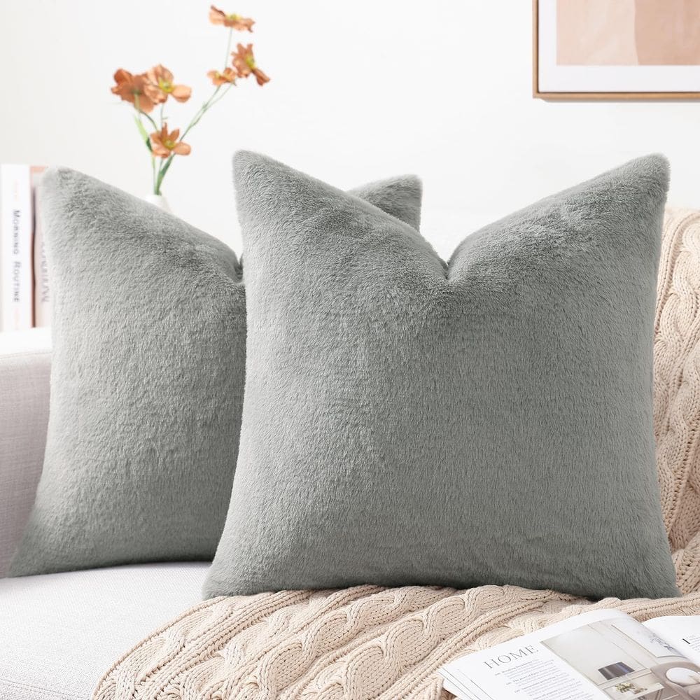 Capas de almofada Pallene Faux Fur Plush 50,8 x 50,8 cm cinza