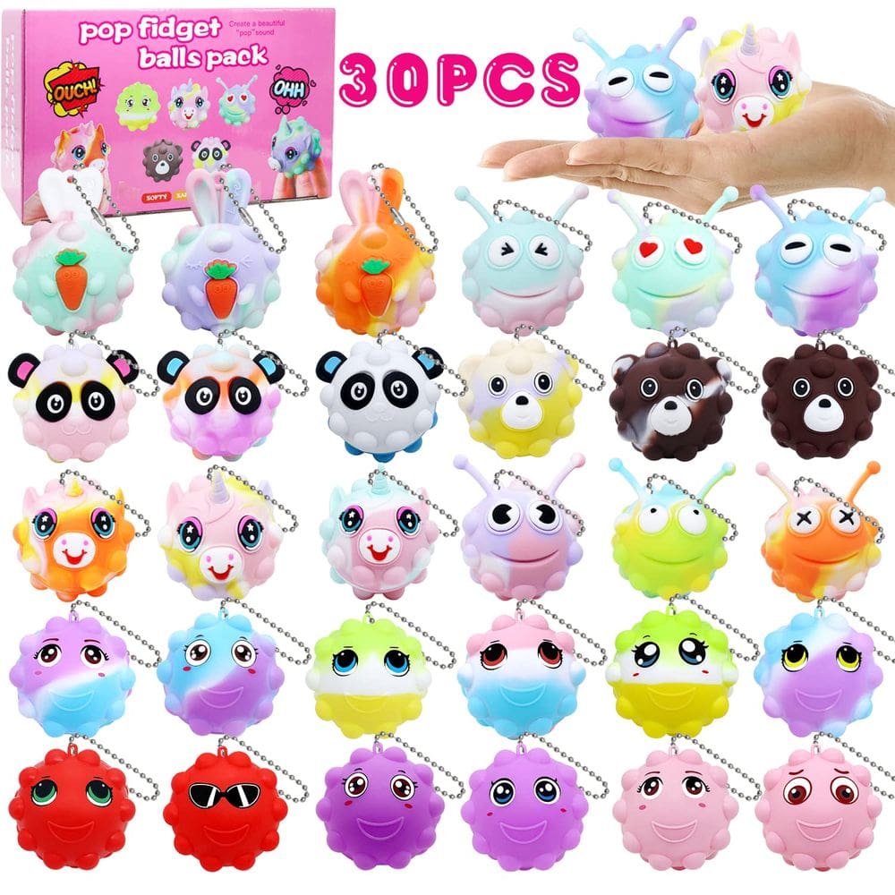 Fidget Toys KissFree, pacote com 30 lembrancinhas de festa Animal Pop Balls