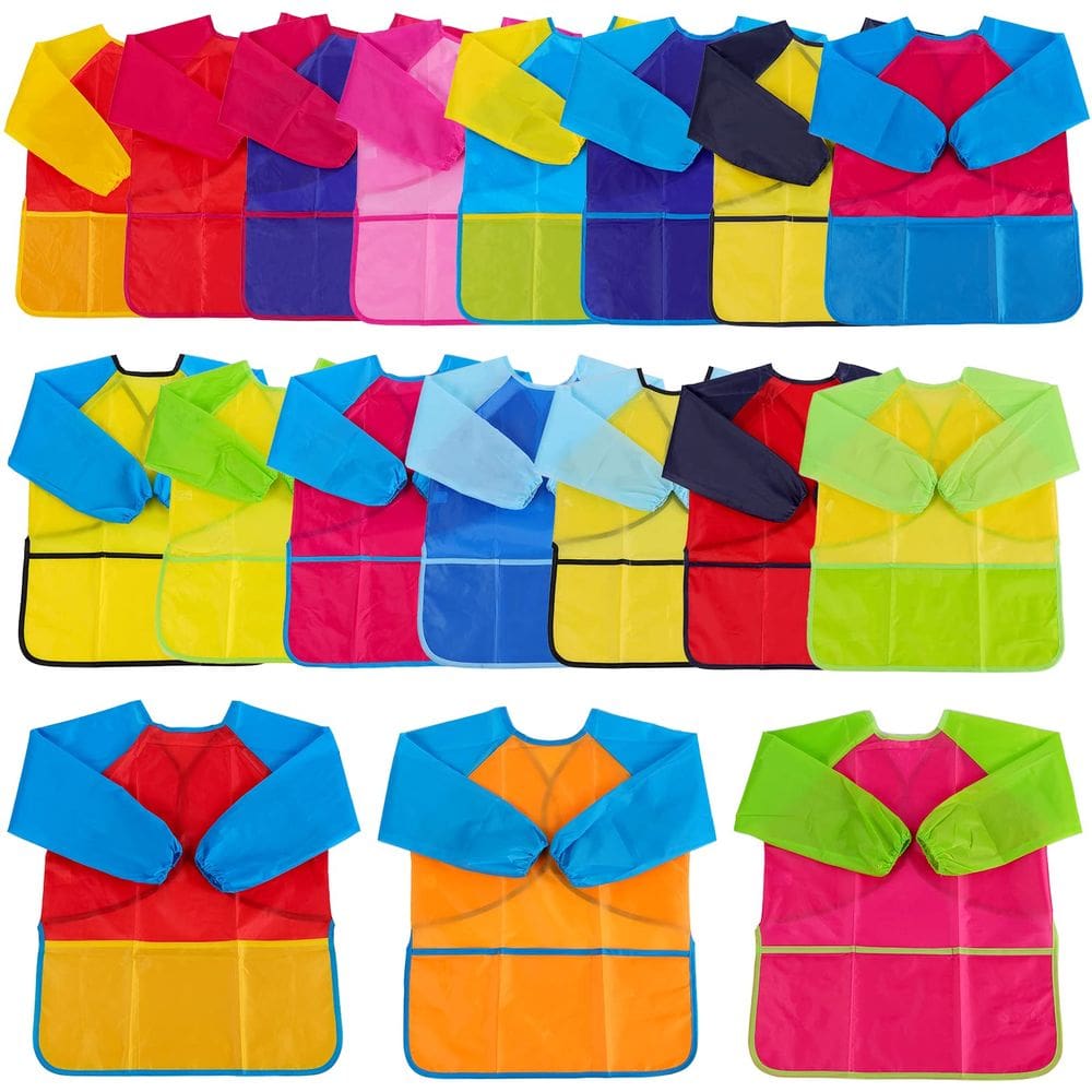 Aventais de pintura impermeáveis Kids Art Smocks, ziptops, 3-7 anos
