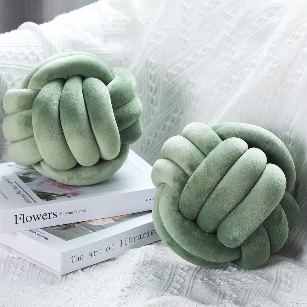 Almofadas de pelúcia Stuffed Knot Ball Namalu verde escuro (27 cm)