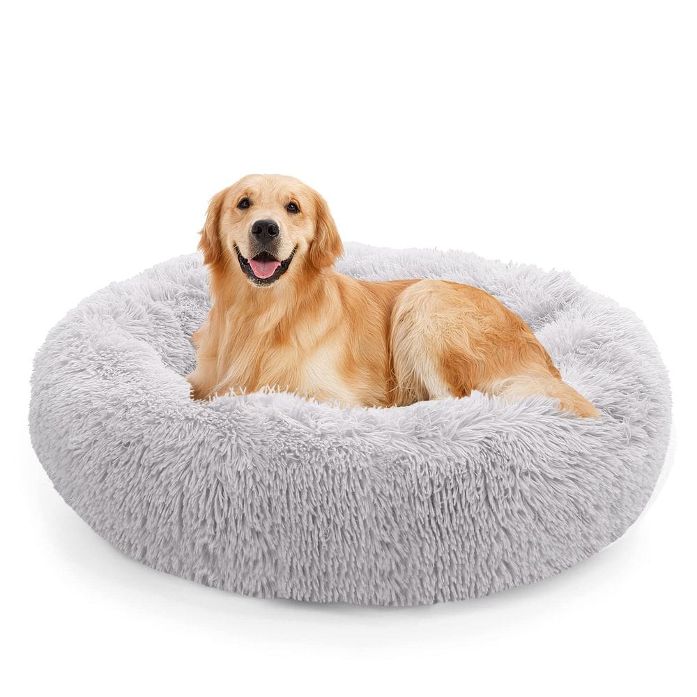 Cama para cães NOYAL Calming Donut, pele sintética de pelúcia para pequenos e médios
