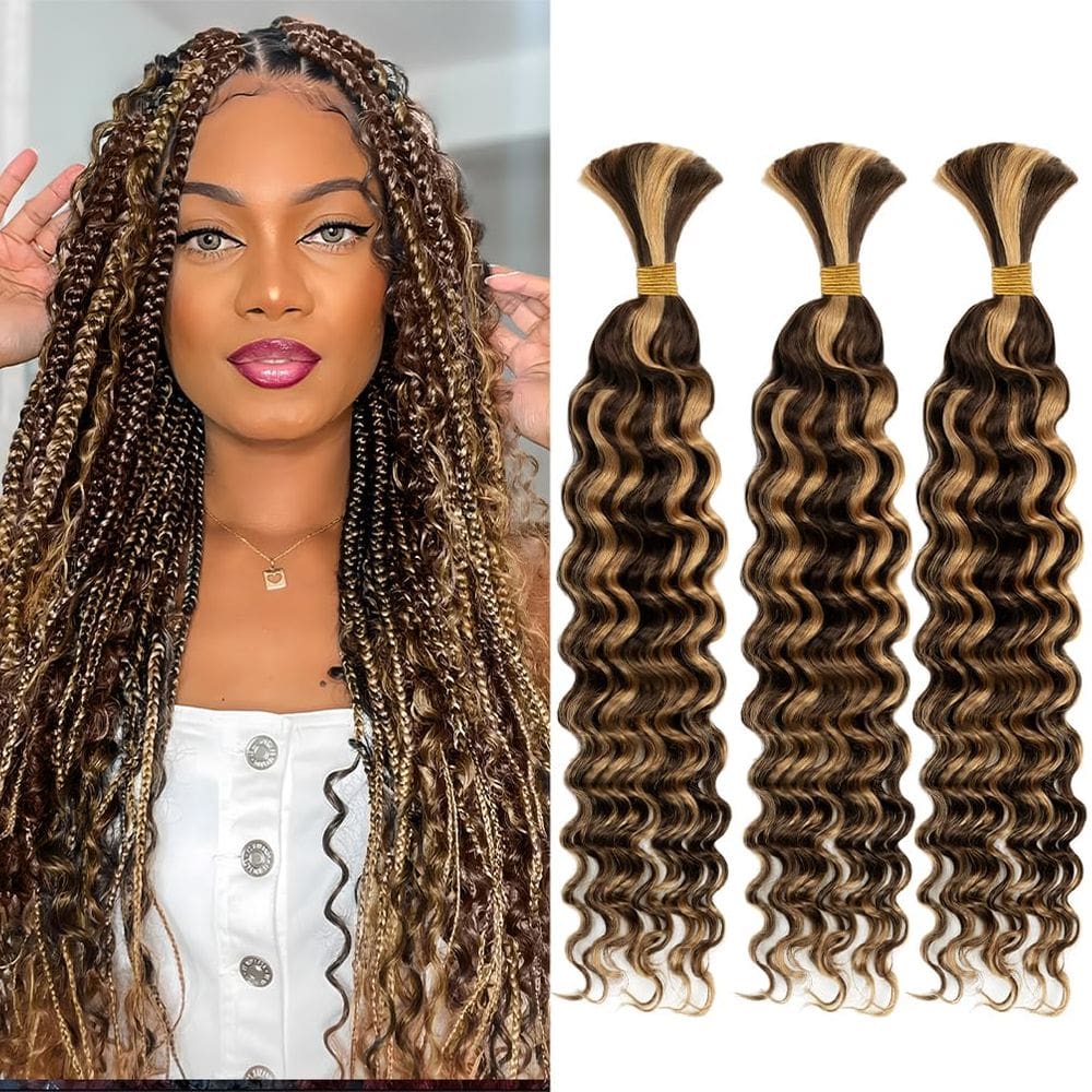 Braiding Hair maxknow Deep Wave 18&quot; 150g 3 pacotes 10A Braz