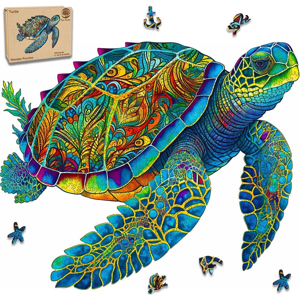 Quebra-cabeça de madeira MYS Aurora Sea Turtle 200 peças para todas as idades