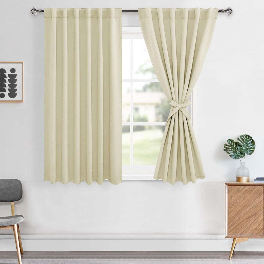 Cortinas Hiasan Room Darkening 115 cm de comprimento, bege claro, 2 peças
