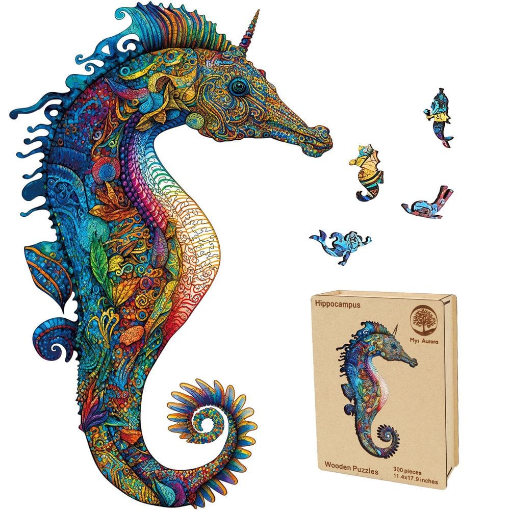 Quebra-cabeça de madeira MYS Aurora Unicorn Seahorse 200 peças