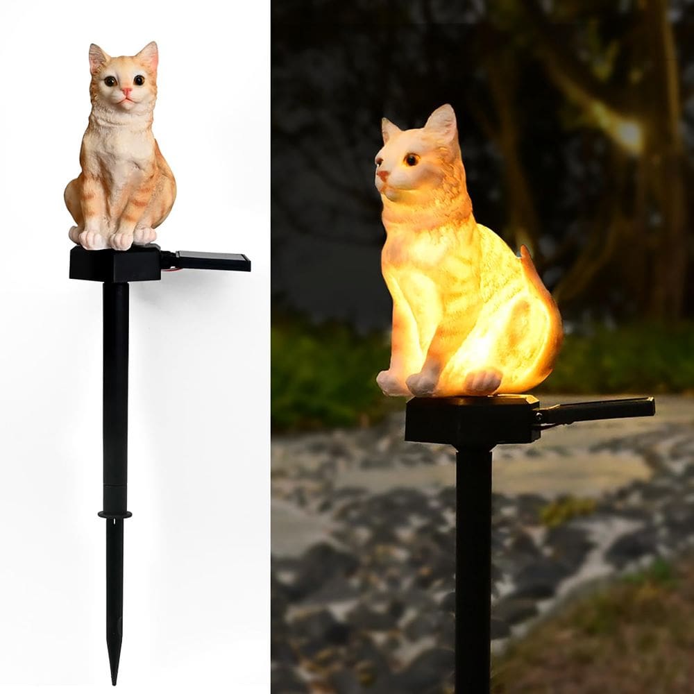 Ornamentos de luz solar Juliahestia Cat Garden Decor
