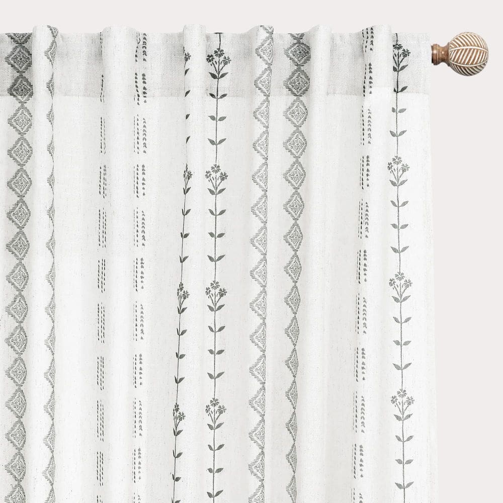 Cortinas Lino Rosa White Sheer de 240 cm de comprimento Boho para quarto