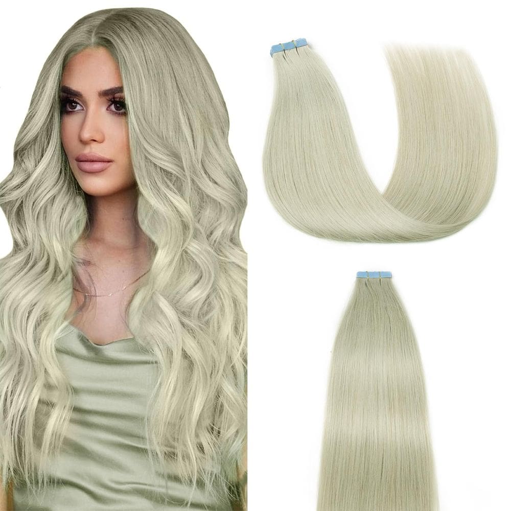 Extensões de cabelo AGMITY Real Human Hair Tape cinza 55 cm 20 unidades
