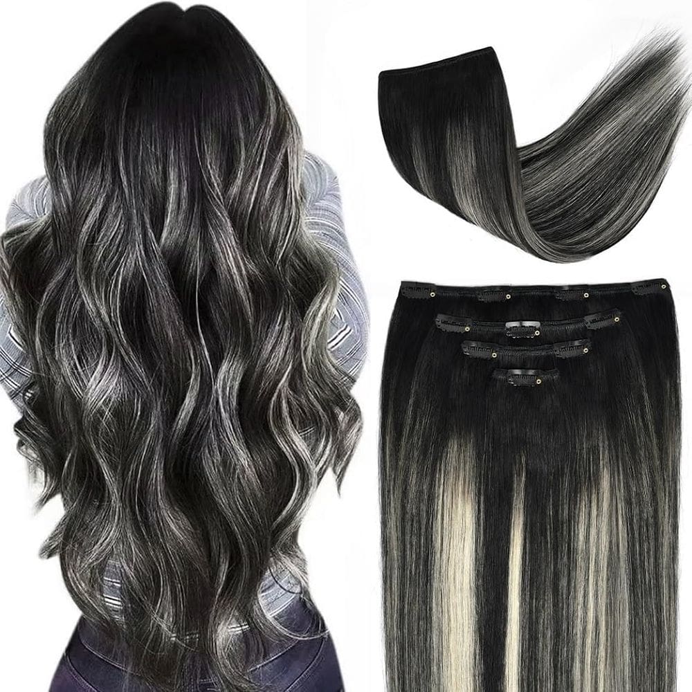 Clip in Hair Extensions Winsky Remy Human Hair 60 g, 4 unidades