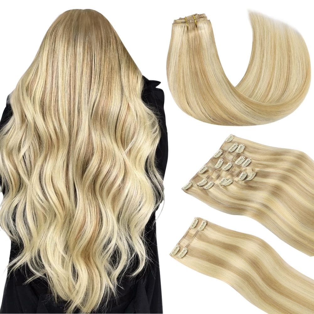 Clipe de extensões de cabelo em cabelo humano DOORES Dirty Blonde 14 polegadas
