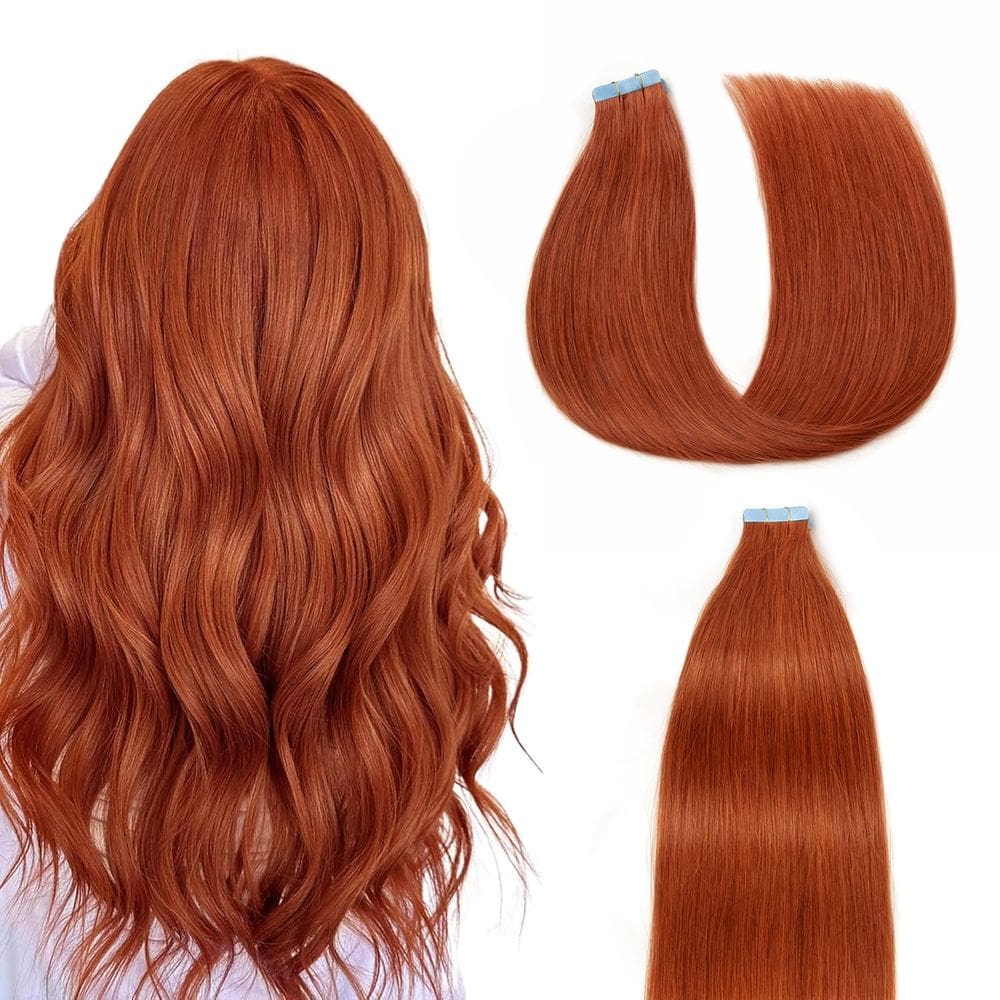 Fita adesiva em extensões de cabelo humano AGMITY Copper 50g 20cm 20pcs