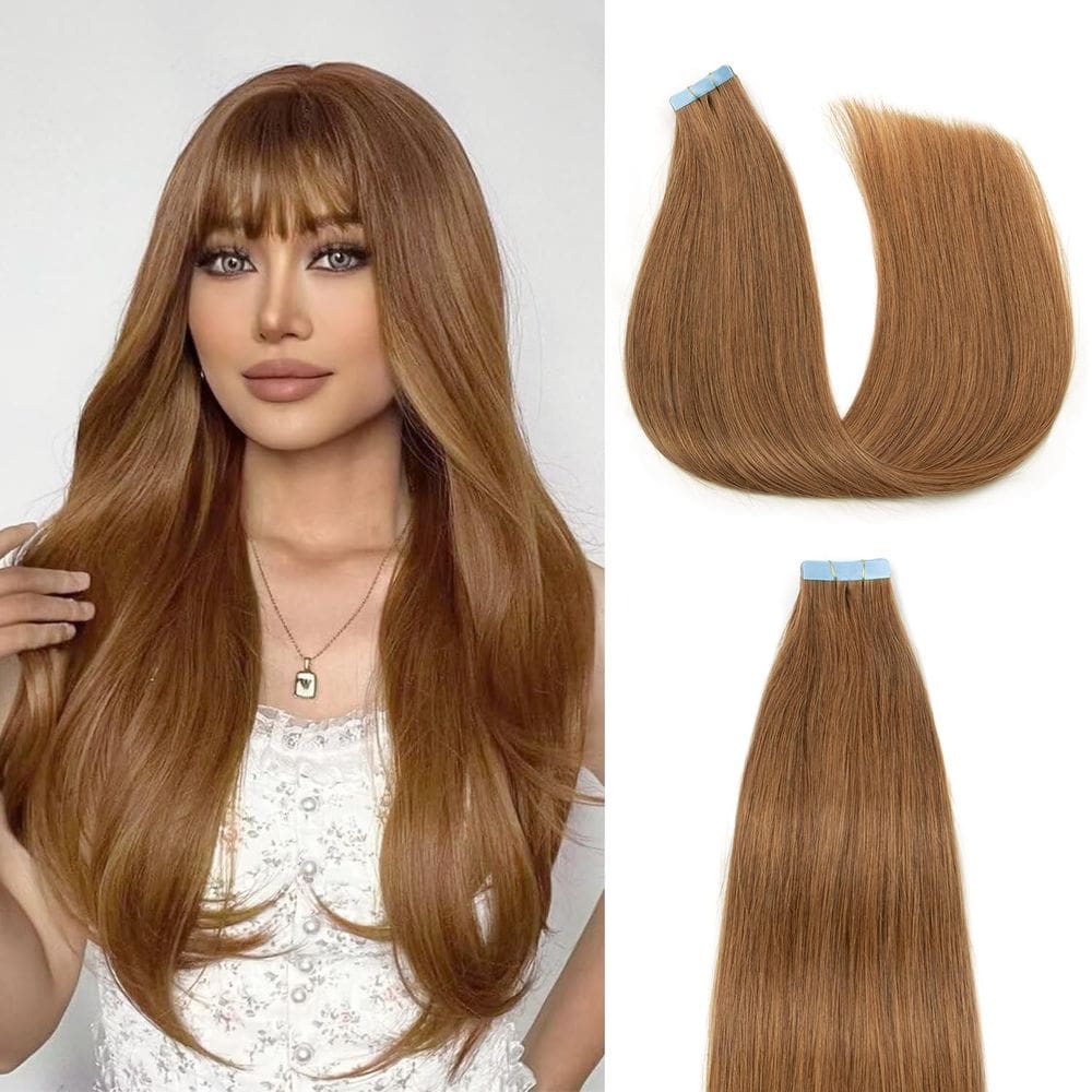 Fita adesiva em extensões de cabelo AGMITY #30 Castanho claro 60 cm 20 unidades 50 g