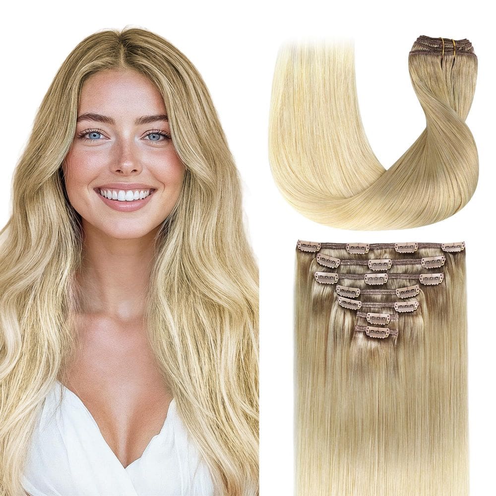 Extensões de cabelo GOO GOO Clip em cabelo humano real 16 polegadas 120g